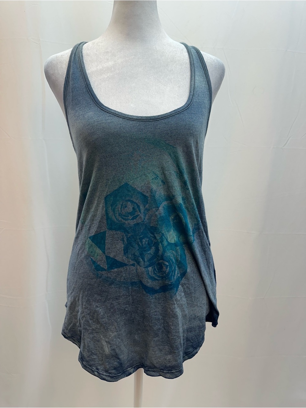 Tee by Big Star Women's Gray Blue Floral Graphic Scoop Neck Tank S NWTS